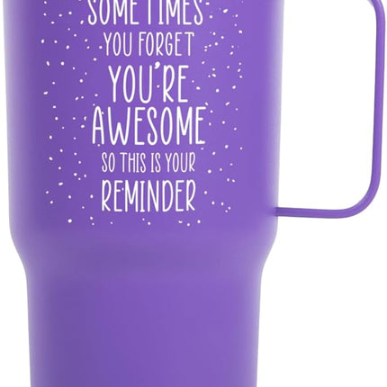 KLUBI Christmas Gifts for Women Coworkers - Sometimes You Forget Your Awesome Gift 20 Ounce Purple Tumbler With Handle - Xmas Gifts for Women Friend Funny You Are Awesome Cup
