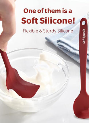 Wanbasion 5 Piece Premium Silicone Spatula Set Heat Resistant, Kitchen Spatula Set Dishwasher Safe for Nonstick Cookware Cooking Mixing Deep Red