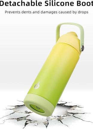 BJPKPK Insulated Water Bottle with Straw Lid, 18oz Thermo Water Bottles with Soft Nozzle, Flex Handle & Non-slip Boot, BPA Free Leak Proof Stainless Steel Metal Thermo, Tumblers, Cups,Rainbow