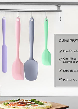 5 Piece Multicolor Silicone Spatula Set, Heat Resistant Rubber Spatulas Set, Silicone Kitchen Utensils Set Dishwasher Safe for Nonstick Cookware Baking Cooking