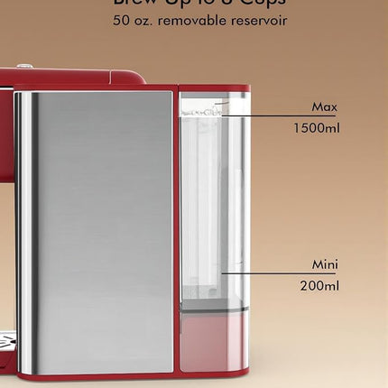 Single Serve Coffee Maker - 3-in-1 K Pod Coffee Machine, Ground, Leaf Tea, 50oz Reservoir, Red