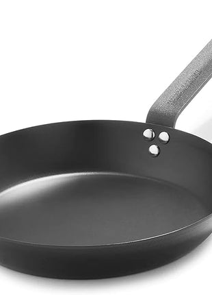 Merten & Storck Pre-Seasoned Carbon Steel 10” Frying Pan Skillet, Use on Induction, Stove and Grill, Durable, Even-Heating, for Searing, Grilling, Oven Use, and Campfire, Indoor/Outdoor