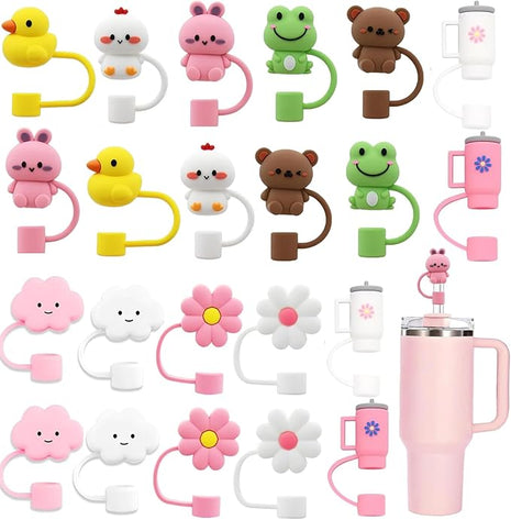 22P Straw Cover for Stanley Cup, Silicone Straw Topper for Stanley Cup 30&40oz with Tumblers, 10mm 0.4in Lid Accessories (Reusable)