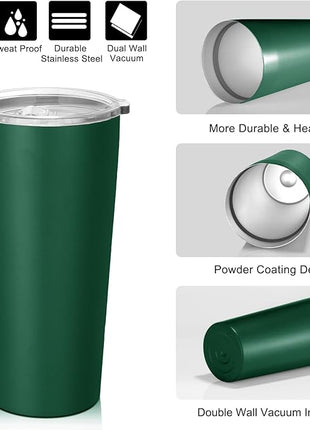 VEGOND 20oz Tumbler Stainless Steel Tumbler with Lid And Straw Vacuum Insulated Double Wall Travel Coffee Mug(dark green package 6)