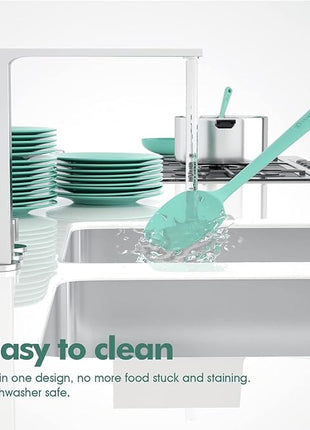 4 Pieces Silicone Spatula Set, Food Grade Rubber Spatula, Upgrade Strong Handle with Ergonomic Grip, Heat Resistant for Nonstick Cookware, Cooking