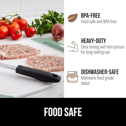 GORILLA GRIP BPA-Free Reversible Kitchen Cutting Board Set of 3, US Designed, Nonporous, Juice Grooves Catch Liquid, Slip Resistant Border, Dishwasher Safe, Durable Large Food Chopping Boards, Mint