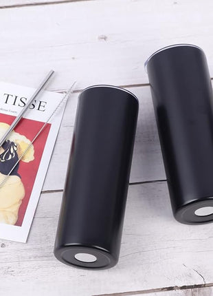 12 Pack 20 Oz Straight Skinny Tumblers,Individually Gift Boxed Stainless Steel Slim Skinny Tumbler Set Bulk, 20 Oz Insulated Slim Thin Travel Tumbler Cup for Diy, Black