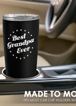 SANDJEST Tumbler Best Grandpa Ever Gift Set for Papa, Grandfather - 20oz Insulated Travel Mug - Great Christmas Father's Day, Birthday, Christmas Gifts (Black - Grandpa)