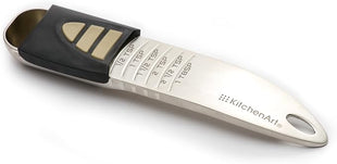 KitchenArt Professional Series Tablespoon, Champagne Satin Measuring Spoon, Adjustable from 1/2 Teaspoon to 1 Tablespoon, White & Black