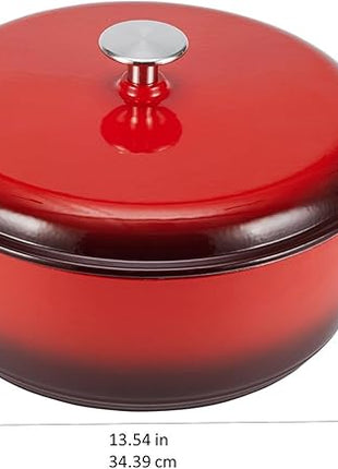 Amazon Basics Cast Iron Dutch Oven Pot with Lid, Enameled, Round, Dual Handles, Heavy-Duty, Medium, 6-Quart, Red