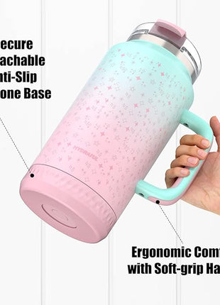 Hydraful 64 oz Tumbler with Handle and Straw - 100% Leak-Proof - Insulated Cup Reusable Stainless Steel Large Water Bottle Travel Mug for Gym, Hiking, and Camping - Gifts for Women Men Him Her