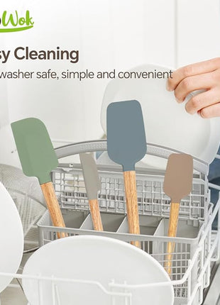 Silicone Spatula Set, Food Grade Rubber Spatula-4 Piece Nonstick Rubber Spatulas, Spoonula, Jar Scraper for Cooking, Baking, Mixing, Frosting - Heat Resistant Up to 600°F (Spatulas-Colorful)