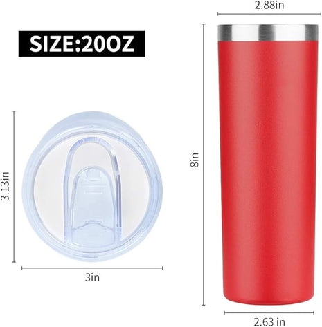 HASLE OUTFITTERS 20 oz Skinny Tumblers Bulk Set, Stainless Steel Insulated Slim Tumblers with Lids, Reusable Double Wall Travel Coffee Mugs, Durable Powder Coated Travel Water Cups(Red, 8)