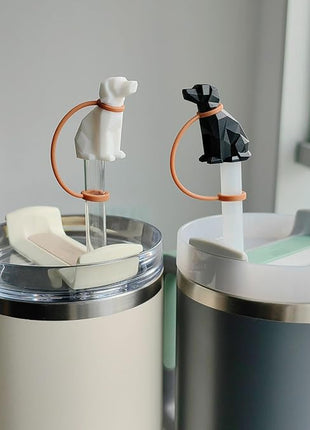 Dog Straw Cover Cap Compatible with Stanley Cup 30 40 oz, 4 Pack Cute Silicone Straw Topper, Funny Christmas Gift, Accessories for Stanley Cup Tumbler