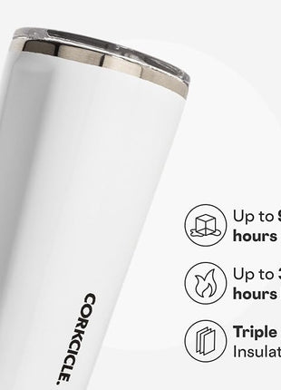 Corkcicle Classic Tumbler - Keeps Drinks Cold for 9 Hours & Hot for 3 - Triple-Insulated Stainless Steel - Holiday Tumbler Gift - 16 oz - Gloss White