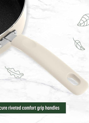 Goodful Ceramic Nonstick Pots and Pans Set, Premium Ceramic Coating Made without PFOA, PTFE or PFAS, Dishwasher Safe, 12-Piece, Cream