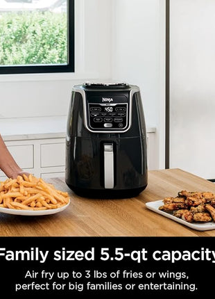 Ninja AF161 Max XL Air Fryer that Cooks, Crisps, Roasts, Bakes, Reheats and Dehydrates, with 5.5 Quart Capacity, and a High Gloss Finish, Grey