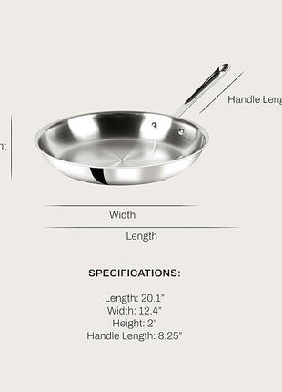 All-Clad D3 3-Ply Stainless Steel Fry Pan 12 Inch Induction Oven Broiler Safe 600F Pots and Pans, Cookware Silver