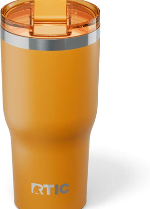 RTIC 30oz Essential Tumbler with Lid, Ceramic Lined, Insulated, Stainless Steel, Metal, Double Wall Vacuum-Insulation, Travel Cup for Iced Coffee, Tea, Hot and Cold Drink, Harvest