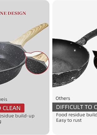 Caannasweis Nonstick Granite Frying Pan Skillet, Non Stick Omelette Frying Pans, Omelet Egg Pan, Stone Cookware Chef's Pan, Induction Compatible, PFOA Free (Gray, 8 Inch)