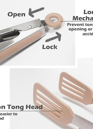 Tongs for Cooking, 12" Kitchen Tongs with Silicone Tips, Food Grade Serving Tongs Set of 3, Pink
