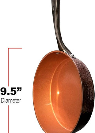 Gotham Steel 9.5" Hammered Pan with Tempered Glass Lid and Cool Touch Handles, Ultra Nonstick Fry Pan, Scratch Resistant Dishwasher Oven-Safe, Non-toxic Frying Pans and Skillets Cookware As Seen on TV