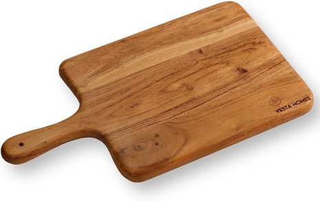 Vesta Homes Wooden Cutting Board/Chopping, Serving Board, Platter for Vegetables, Fruits, Cheese, and Charcuterie | Natural Acacia Wood | 16 * 9 Inches | Handcrafted in India