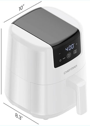 CHEFMAN 2 Qt Mini Air Fryer – Digital Space-Saving Compact Air Fryer with Nonstick and Dishwasher Safe Basket, Quick & Easy Meals in Minutes, Features Digital Timer and Shake Reminder – White