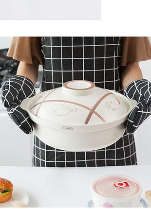 Oven Mitts and Potholders BBQ Gloves-Oven Mitts and Pot Holders with Recycled Infill Silicone Non-Slip Cooking Gloves for Cooking Baking Grilling (4-Piece Set,Black)