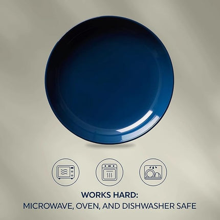 Corelle Stoneware 4-Pc Meal Bowl Set, Handcrafted Artisanal Double Bead Cereal Bowls, Solid Glaze Stoneware, 8-1/2-Inch Pasta Bowl Set, Oatmeal