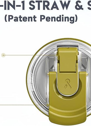 Meoky 40oz Tumbler with Handle, Stainless Steel Travel Mug with 2-in-1 Straw and Sip Lid, Vacuum Insulated Coffee Mug, 100% Leak Proof, Keeps Cold for 34 Hours or Hot for 10 Hours (Forest)