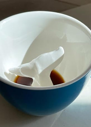 Creature Cups Whale Tail Ceramic Mug – 11 oz Ocean Blue Coffee Cup with Hidden 3D Whale Tail Inside – Unique Gift for Coffee, Tea & Marine Life Lovers