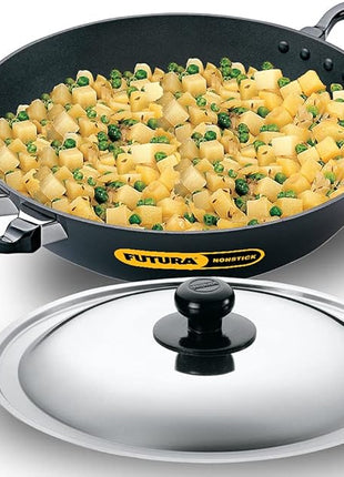 HAWKINS Futura Nonstick Kadhai 4 L, 30 cm, 3.25 mm with SS lid