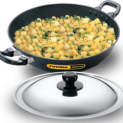 HAWKINS Futura Nonstick Kadhai 4 L, 30 cm, 3.25 mm with SS lid