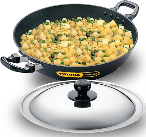 HAWKINS Futura Nonstick Kadhai 4 L, 30 cm, 3.25 mm with SS lid