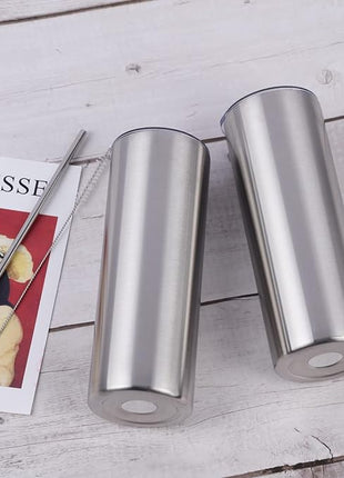 6 Pack 20 Oz Straight Skinny Tumblers,Individually Gift Boxed Stainless Steel Slim Skinny Tumbler Set Bulk, 20 Oz Insulated Slim Thin Travel Tumbler Cup for Diy, Silver