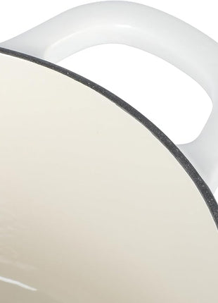 Crock Pot Artisan 6-Quart Round European Enameled Dutch Oven Pot With Lid - Matte Linen White w/Gold Knob