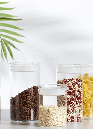 ZENS Glass Canisters Jar with Lid, Airtight Sealed 15 Fluid Ounce Spice Jars Sets of 2, Clear Small Kitchen Storage Containers for Herbs,Tea 4.76 x 3.15 IN