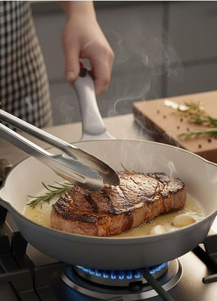 Hamilton Beach Enameled Cast Iron Fry Pan 8-Inch Navy (Gray, Fry 8-Inch)