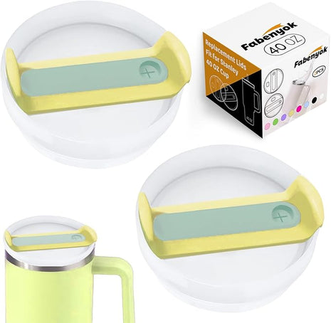 40 OZ Tumbler Lid Replacement Fit for Stanley Cup, 2 Pack Replacement Lids Fit for Stanley Travel Tumbler, Spill Proof Tumbler Covers for Stanley Cup Accessories (Opaque - Pomelo)