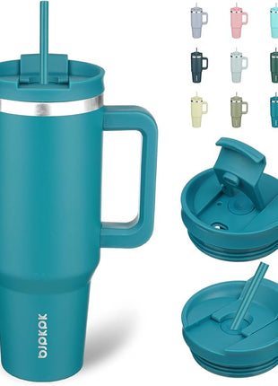 BJPKPK Insulated Tumblers With Handle And Straw 40 oz Stainless Steel Tumbler Cups With Lid,Laguna