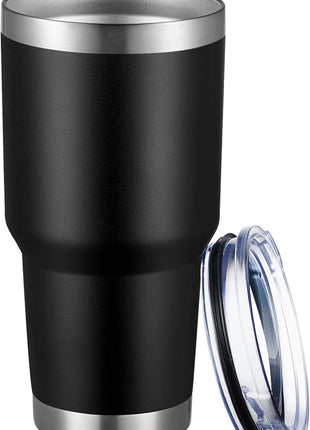 MEWAY 30oz Tumbler Double Wall Vacuum Insulated Travel Mug, Stainless Steel Tumbler with Lid, Durable Powder Coated Insulated Coffee Cup for Cold & Hot Drinks (Black,1 PACK)