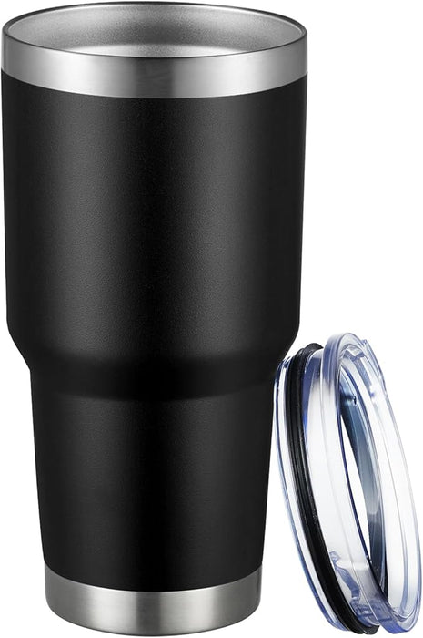 MEWAY 30oz Tumbler Double Wall Vacuum Insulated Travel Mug, Stainless Steel Tumbler with Lid, Durable Powder Coated Insulated Coffee Cup for Cold & Hot Drinks (Black,1 PACK)