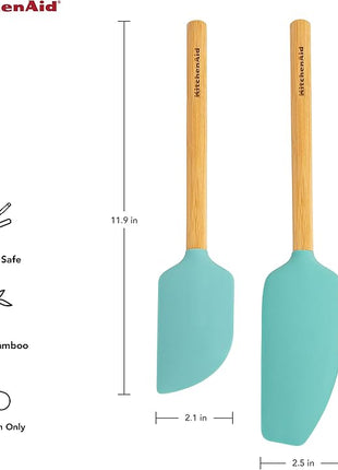 KitchenAid Bamboo Spatula Set, 2-Piece, Aqua Sky