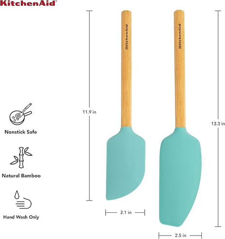 KitchenAid Bamboo Spatula Set, 2-Piece, Aqua Sky