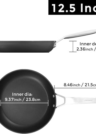 MsMk Nonstick Frying Pan, 12 1/2 Inch Titanium and Ceramic Nonstick Large Skillet Pan, Sturdy and Durable Skillet Nonstick, for Various Stove Type, Oven Safe to 700°F Pan for Cooking, Dishwasher Safe