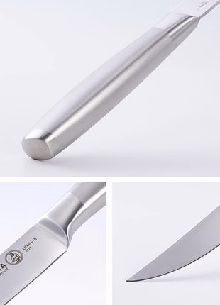 Messermeister Avanta Forged 5” Fine Edge Steak Knife Set - Pack of 2 - German X50 Stainless Steel - Rust Resistant & Easy to Maintain - 8 Steak Knives Total