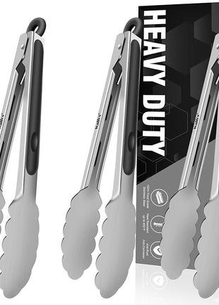 Walfos Kitchen Small Tongs - 7 inch Heavy Duty Mini Food Tongs, Stainless Steel and Non-Slip Heat Resistant Handle - Great for Cooking, Salad, Grilling and Barbecue，3 Piece