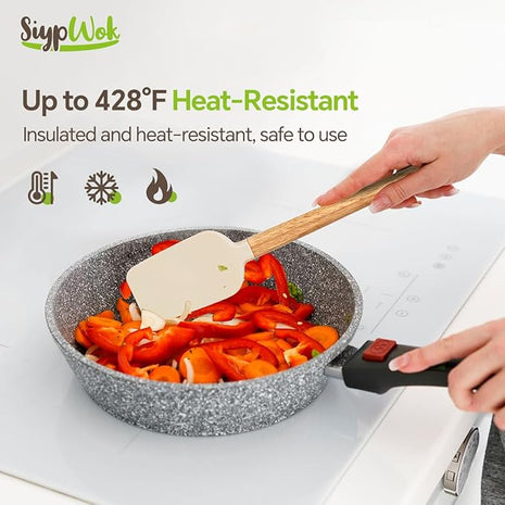 Silicone Spatula Set, Food Grade Rubber Spatula-4 Piece Nonstick Rubber Spatulas, Spoonula, Jar Scraper for Cooking, Baking, Mixing, Frosting - Heat Resistant Up to 600°F (Spatulas-Off White)