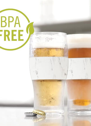 Host Freeze, Frozen Mugs, Freezable Pint Set, Beer Keep Your Drinks Cold, Double Walled Insulated Glasses, Tumbler for Iced Coffee, 16oz, Set of 2, Marble